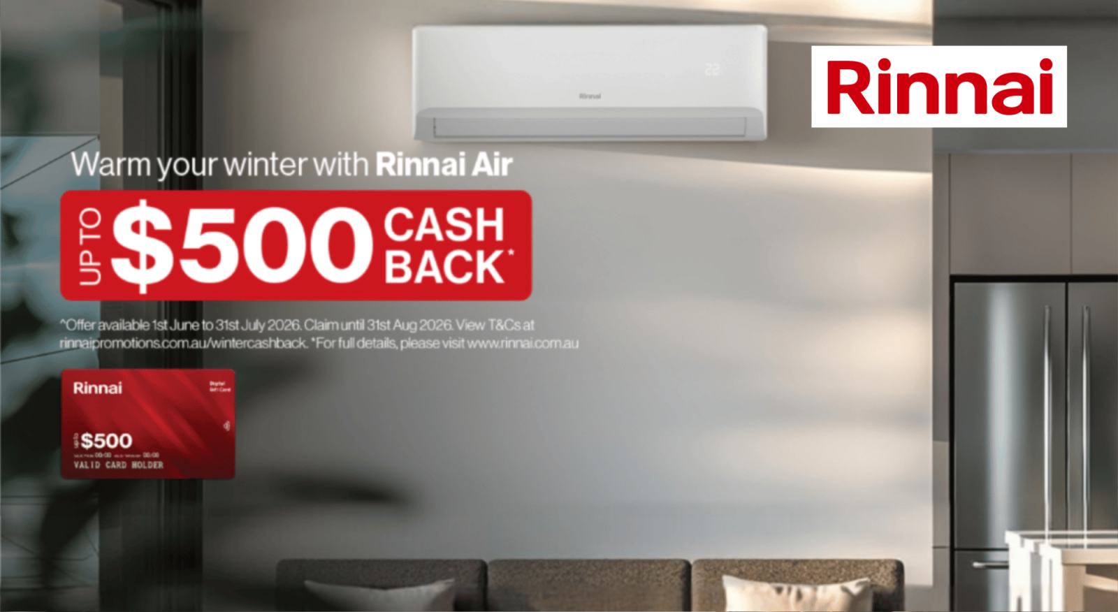 rinnai cash back promotional banner